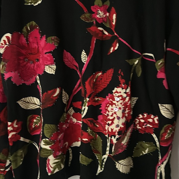Zachi Gorgeous Black Floral Sequins Beaded Long Sleeve Sweater Top **Sz L** 🌺🌺 - Picture 3 of 5
